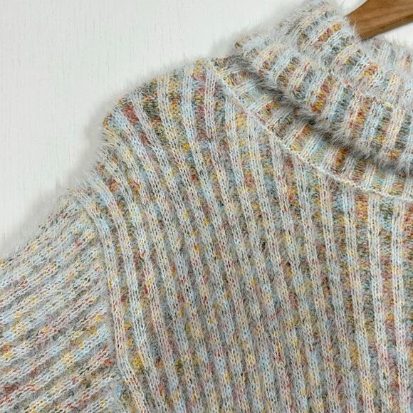 Lulus Sweet Whispers Sweater Dress Med Ivory Turtleneck Soft Cozy Eyelash Knit - Picture 11 of 11